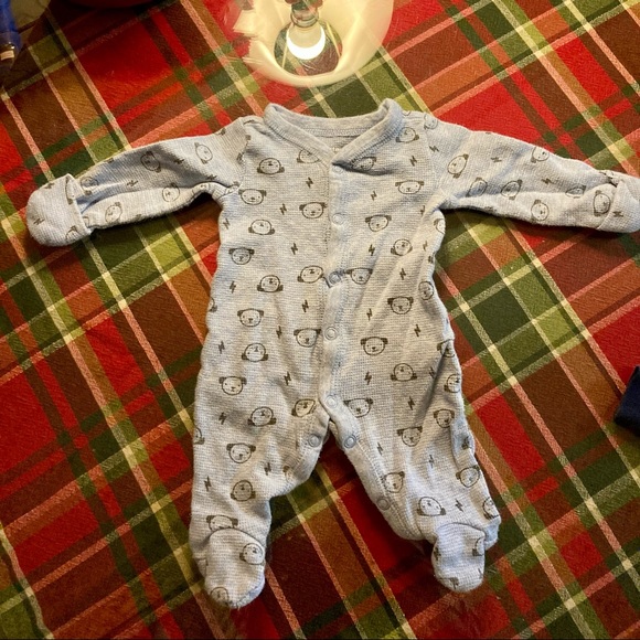 Child of Mine Boys Button Up Footed Pajamas New Born 2 piece - Picture 2 of 11